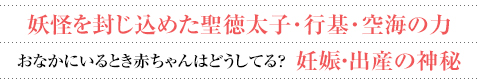 妖怪を封じ込めた聖徳太子・行基・空海の力 おなかにいるとき赤ちゃんはどうしてる？ 妊娠・出産の神秘